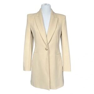 Zara Long Single Gold Button Blazer
